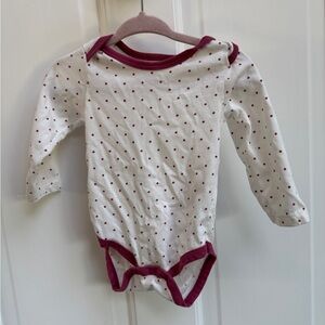Chick Pea 6-9M Unisex White & Maroon Polka Dot Long Sleeve Onesie Bodysuit